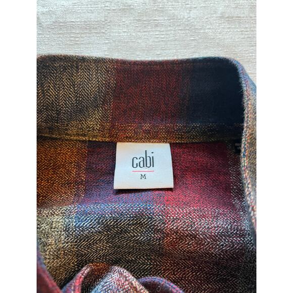 Cabi Collage Flannel Plaid Pearl Embellished Jacket Womens M Full Zip Multicolor - Picture 3 of 15